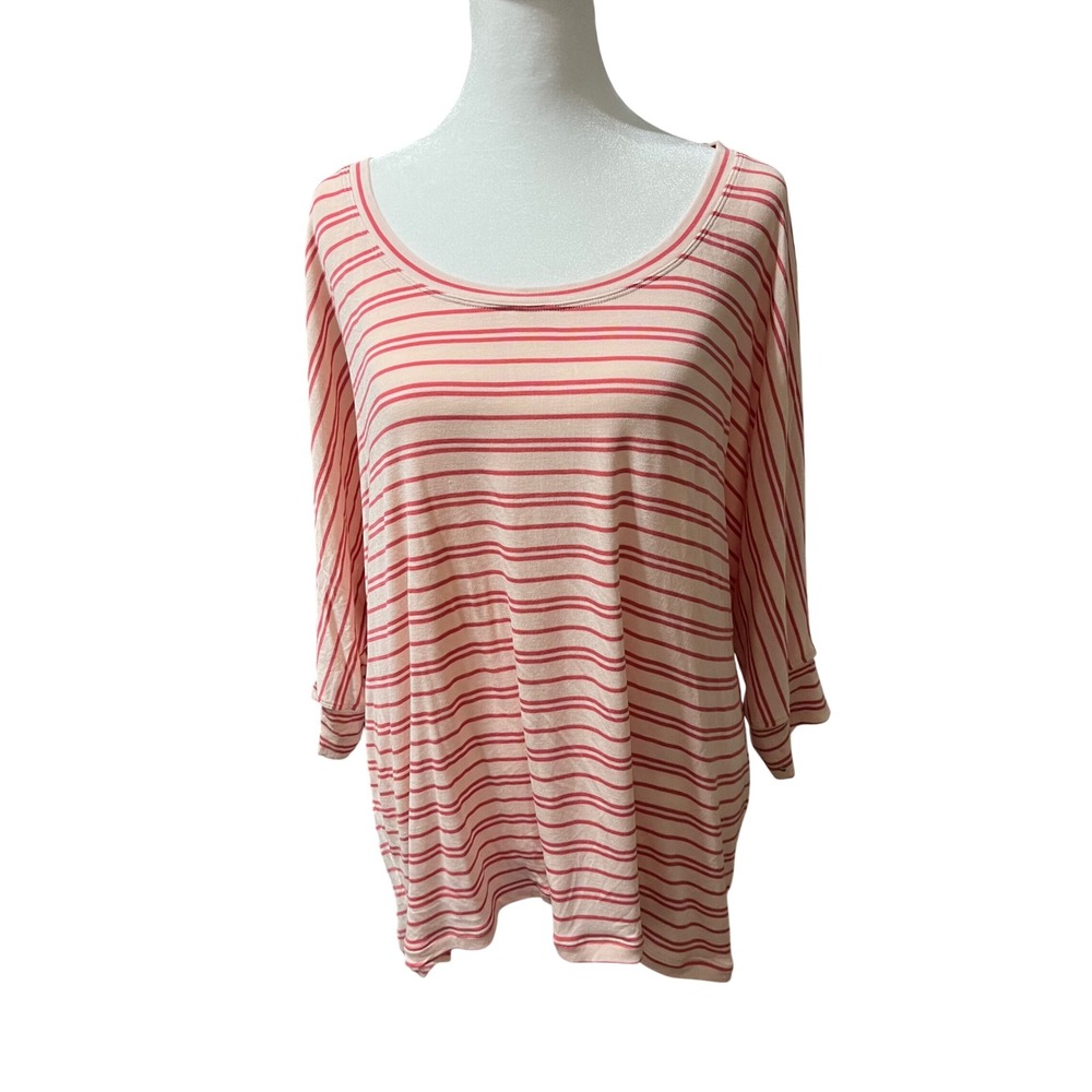 Cabi Serena Tickled Tee 5750 Pink Striped Scoop Neck Dolman Sleeve Top Large NWT
